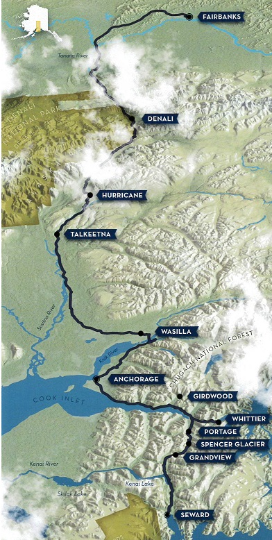 アラスカ鉄道　地図